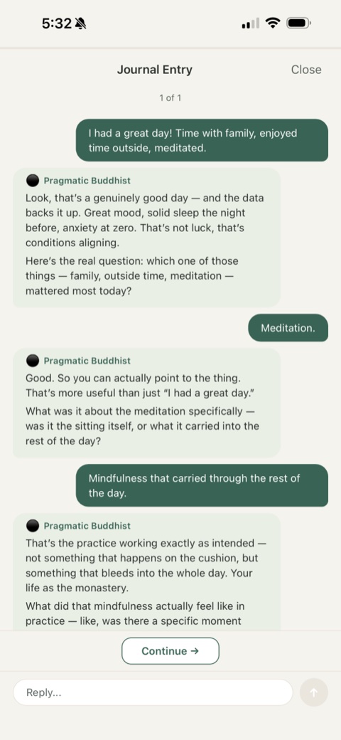 Reflect mode: AI guide conversation within your journal